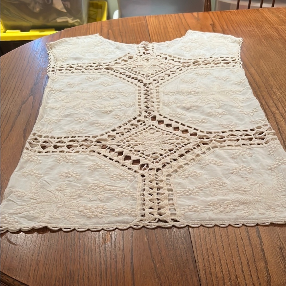 Cream Crochet Swim Cover-Up In 100% Cotton Size M/L - Picture 6 of 7